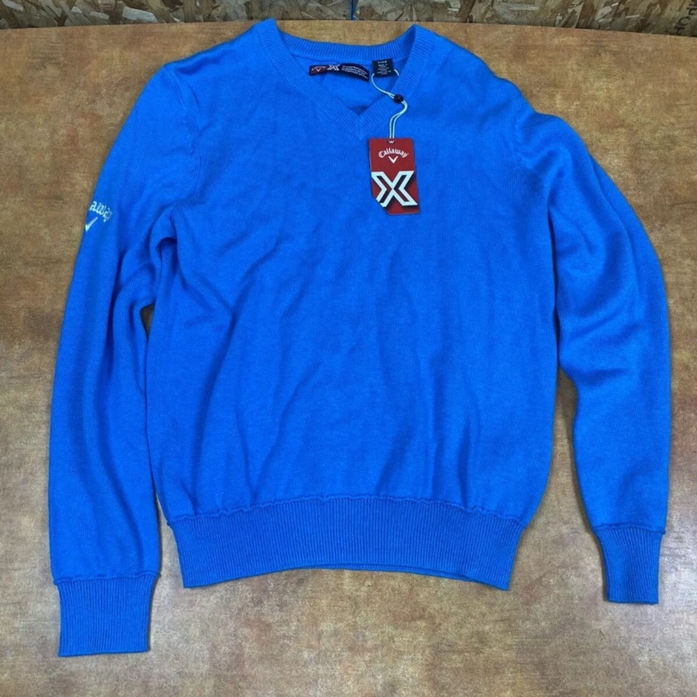 Callaway X  Golf swedish blue Sweater Comfort Performance Pullover V Neck SMALL